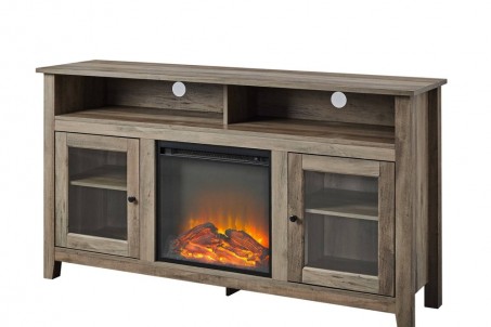 58" Wood Highboy Fireplace Media TV Stand Console - Saracina Home