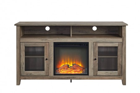 58" Wood Highboy Fireplace Media TV Stand Console - Saracina Home