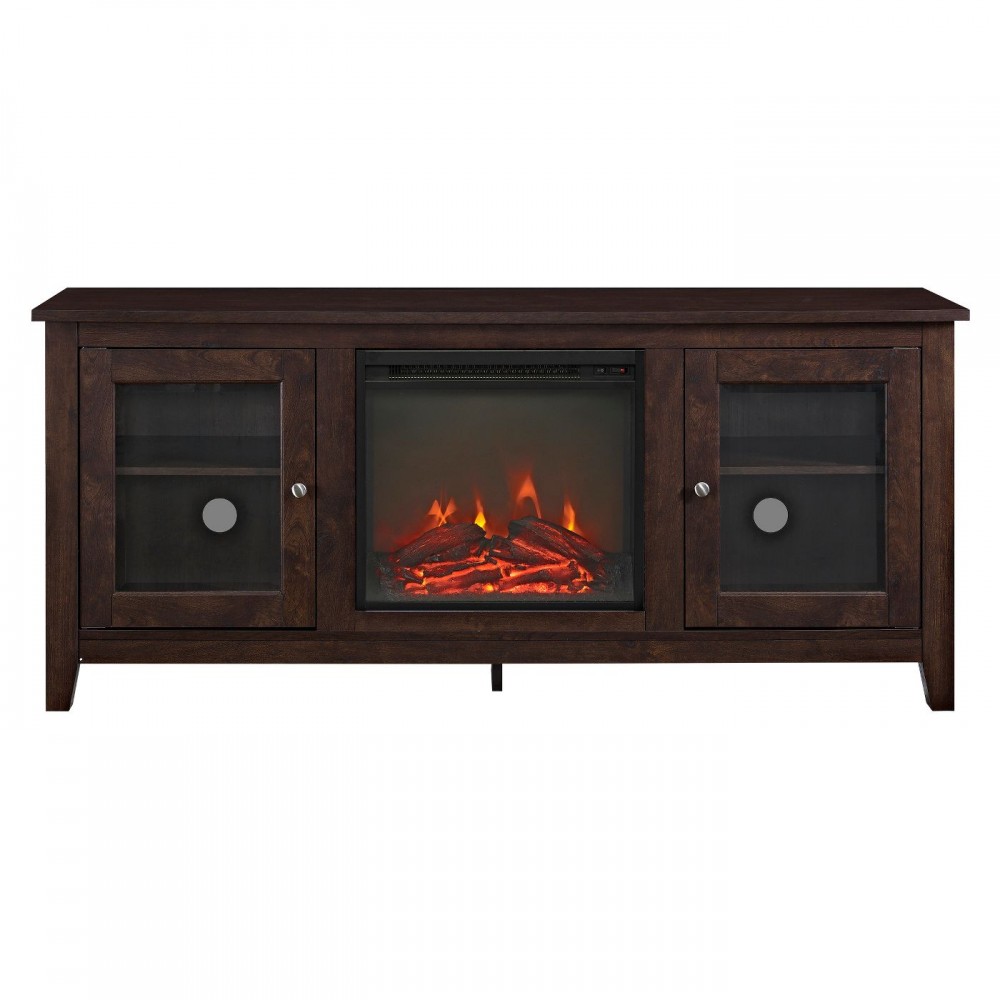 Cozy Glass Door Fireplace TV Stand for TVs up to 65" - Saracina Home