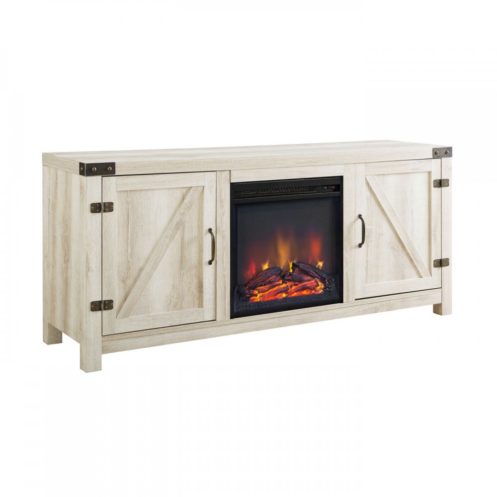 58" Barn Door Fireplace TV Stand - Saracina Home