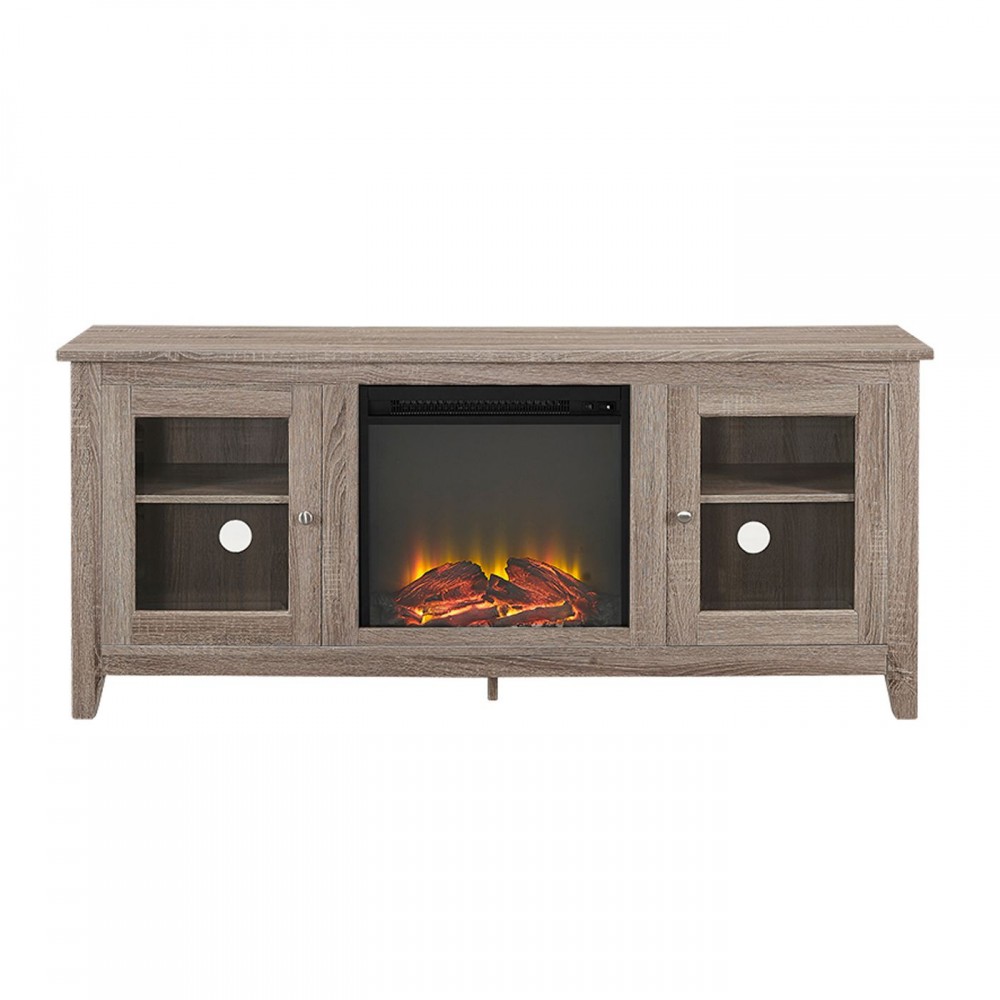 Cozy Glass Door Fireplace TV Stand for TVs up to 65" - Saracina Home