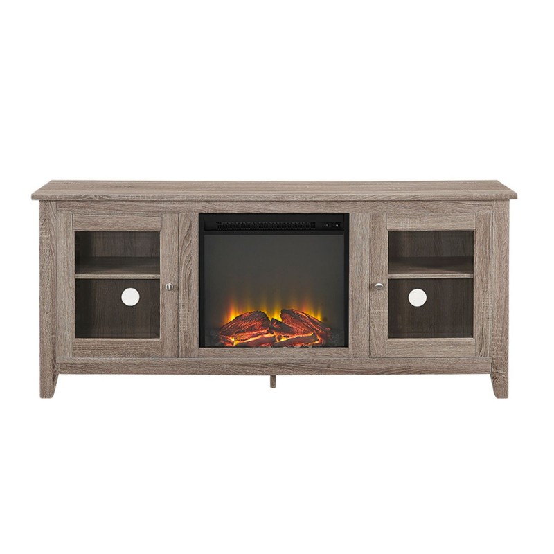 Cozy Glass Door Fireplace TV Stand for TVs up to 65" - Saracina Home